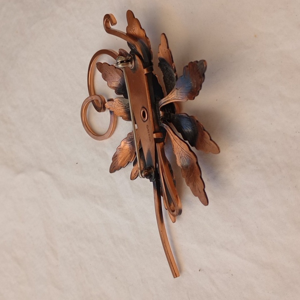 Renoir Vintage Elegant Copper Flower Brooch Casual Everyday Retro Statement Boho - Picture 7 of 15
